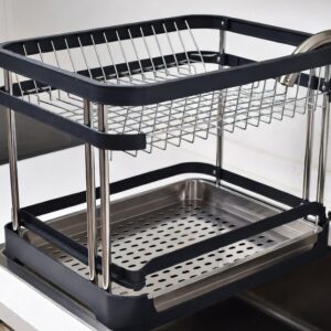 Expandable Kitchen Sink Dish Rack – Adjustable 2-Tier Over-the-Sink Organizer
